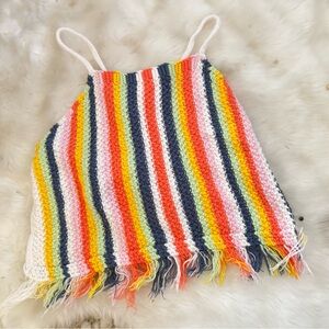 Zara Kids crochet striped rainbow multicolor top girls 10